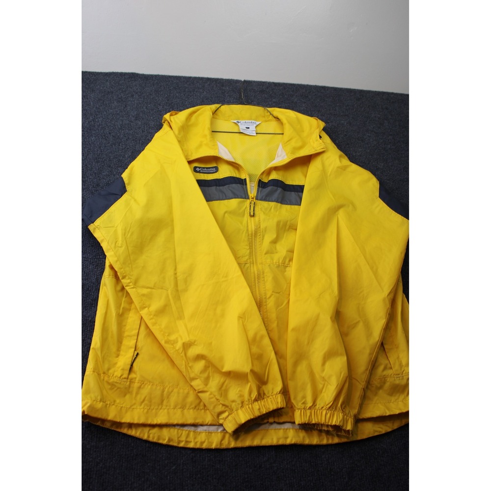Columbia Mens Large Yellow Packable Windbreaker Jacket Full Zip Mesh Lined L